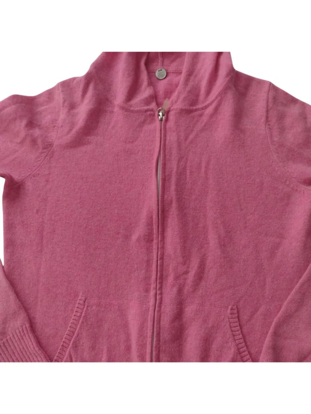 Margaret OLeary Pink Cashmere Hooded Sweate S Soft Lightweight Zip Front Barbie - Picture 4 of 12
